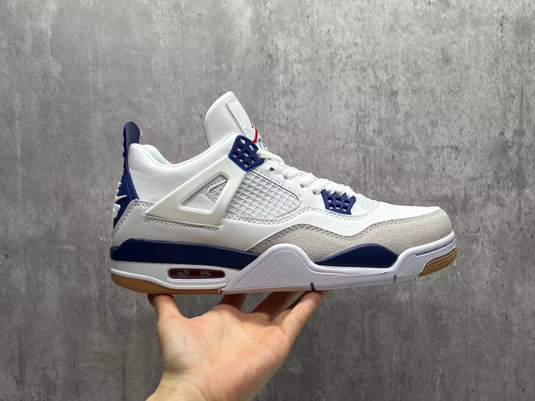 Men's Hot Sale Running weapon Air Jordan 4 White/Royal Shoes 0229 Men's Hot Sale Running weapon Air Jordan 4 White/Royal Shoes 0229